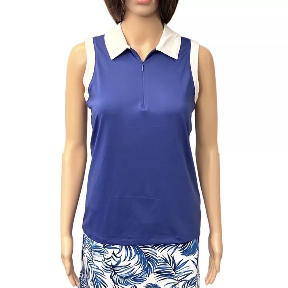 Tommy Bahama Women's Golf Blue 1/4 Zip Sleeveless Top Tank Size L - Large - NWT